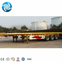 40FT Concrete Brick Self Loading Flatbed Semi Trailer with Crane Mounted and Clamp